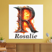 Pompoen Halloween Naam Letter R Floral Monogram Canvas Afdruk (Insitu (Woonkamer))