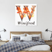 Pompoen Halloween Naam Letter W Floral Monogram Canvas Afdruk (Insitu (Slaapkamer))