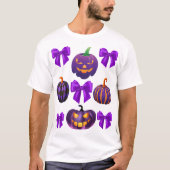 Pompoen Halloween Paarse kroket boog herfst plezie T-shirt (Voorkant)