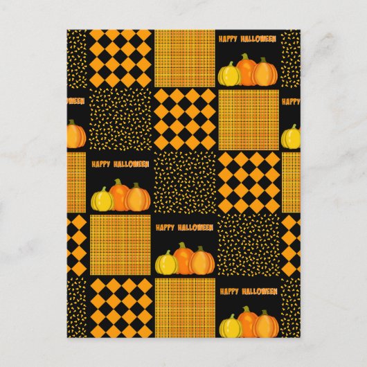 Pompoen Halloween Patchwork Patroon Briefkaart (Voorkant)