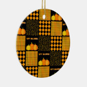 Pompoen Halloween Patchwork Patroon Keramisch Ornament (Rechts)