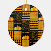Pompoen Halloween Patchwork Patroon Keramisch Ornament (Links)
