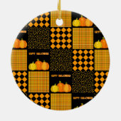 Pompoen Halloween Patchwork Patroon Keramisch Ornament (Achterkant)