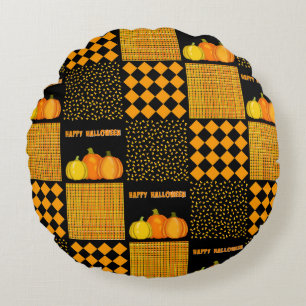 Pompoen Halloween Patchwork Patroon Rond Kussen