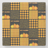 Pompoen Halloween Patchwork Patroon Stenen Onderzetter (Voorkant)