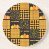 Pompoen Halloween Patchwork Patroon Zandsteen Onderzetter (Voorkant)