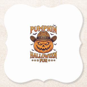 Pompoen Halloween Pret Jack Lantern Cowboy Hoed Vl Kartonnen Onderzetters