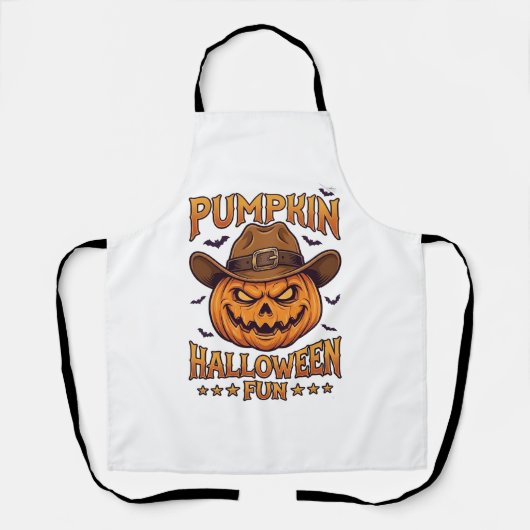 Pompoen Halloween Pret Jack Lantern Cowboy Hoed Vl Schort (Voorkant)