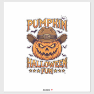 Pompoen Halloween Pret Jack Lantern Cowboy Hoed Vl Sticker