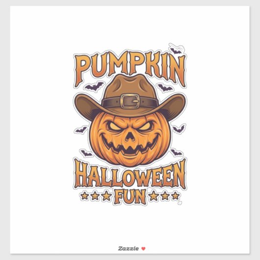 Pompoen Halloween Pret Jack Lantern Cowboy Hoed Vl Sticker (Vel)
