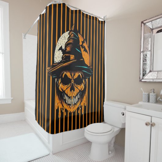 pompoen/Halloween/schedel/spooky Douchegordijn (In situ)