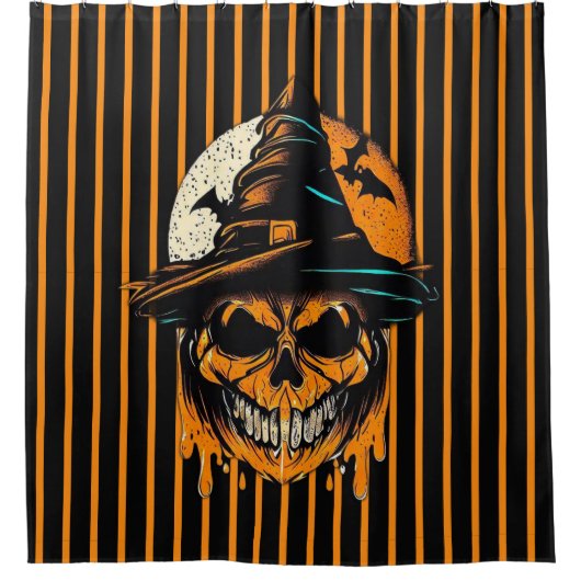 pompoen/Halloween/schedel/spooky Douchegordijn (Voorkant)