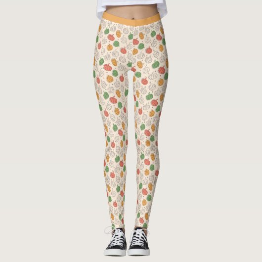 Pompoen Halloween sinaasappel geel groen Leggings (Voorkant)