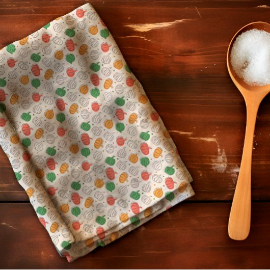 Pompoen Halloween sinaasappel geel groen Theedoek