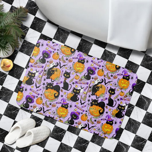 Pompoen Halloween Snoep Black Cats Badmat