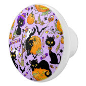 Pompoen Halloween Snoep Black Cats Keramische Knop (Rechts)