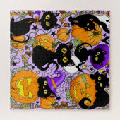 Pompoen Halloween Snoep Black Cats Legpuzzel (Horizontaal)