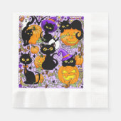 Pompoen Halloween Snoep Black Cats Servet (Voorkant)