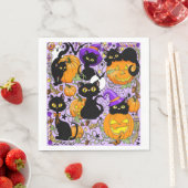 Pompoen Halloween Snoep Black Cats Servet (Insitu)