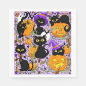 Pompoen Halloween Snoep Black Cats Servet (Voorkant)
