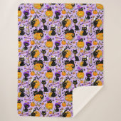 Pompoen Halloween Snoep Black Cats Sherpa Deken (Voorkant)