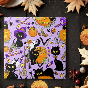 Pompoen Halloween Snoep Black Cats Tegeltje