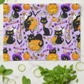 Pompoen Halloween Snoep Black Cats Theedoek (Gevouwen)