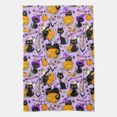 Pompoen Halloween Snoep Black Cats Theedoek (Verticaal)