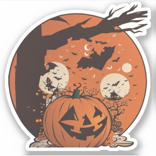  pompoen Halloween Sticker (Voorkant)