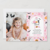 Pompoen Halloween verjaardagsfoto bedankkaart Kaart (Voorkant)