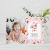 Pompoen Halloween verjaardagsfoto bedankkaart Kaart (Staand voorkant)