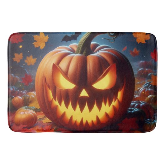 pompoen/Halloween/vleermuis spooky Badmat (Voorkant)
