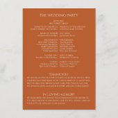 Pompoen · Handgeschreven Script Wedding Program Informatiekaartje (Achterkant)