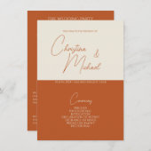 Pompoen · Handgeschreven Script Wedding Program Informatiekaartje (Voorkant / Achterkant)