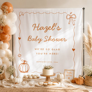 Pompoen handgetekende Dooodle baby shower achtergr Wandkleed