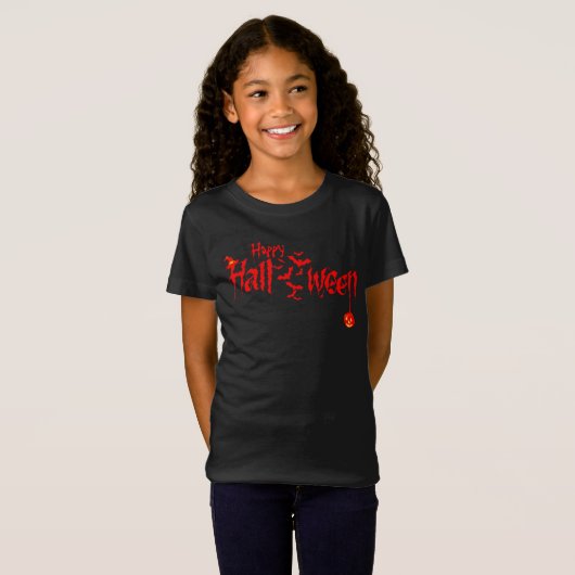 Pompoen Happy Halloween kostuum eng T-shirt (Voorkant volledig)