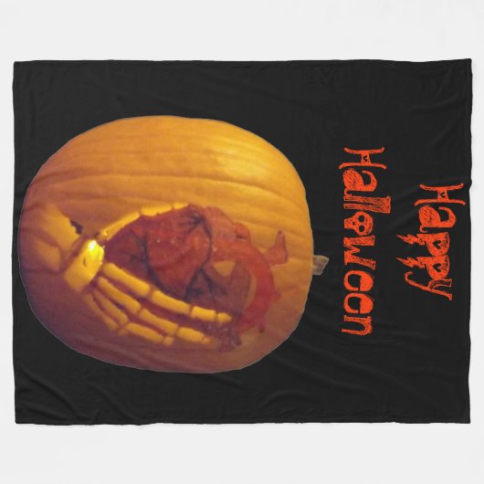 Pompoen, hart in de hand fleece deken (Voorkant (Horizontaal))