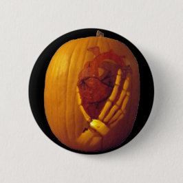 Pompoen, hart in de hand ronde button 5,7 cm