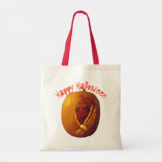 Pompoen, hart in de hand tote bag (Achterkant)