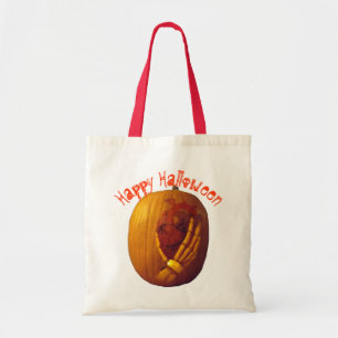 Pompoen, hart in de hand tote bag