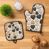 pompoen hart ovenwant & pannenlap set (Top down)