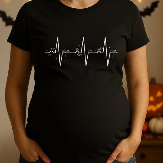 Pompoen Heartbeat Zwangerschap Halloween Moedersch T-shirt