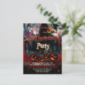 pompoen heks Halloween feestuitnodiging Briefkaart (Staand voorkant)