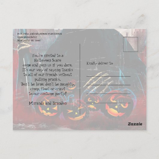 pompoen heks Halloween feestuitnodiging Briefkaart (Achterkant)