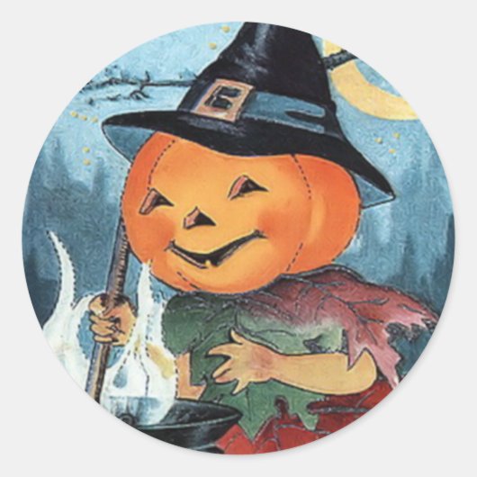 Pompoen Heks  Halloween Sticker (Voorkant)