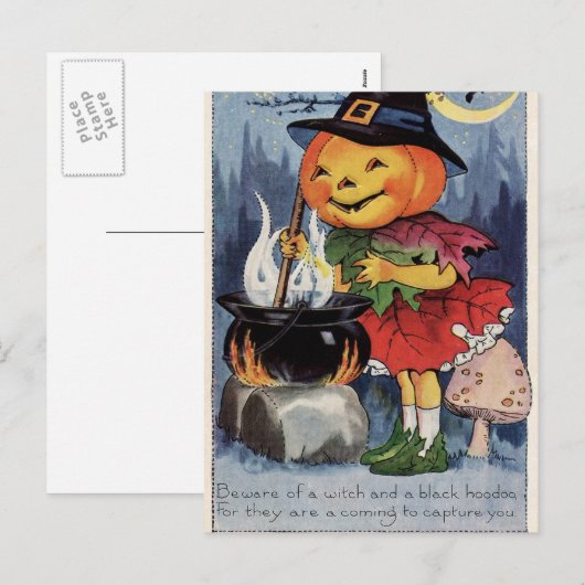 pompoen Heks meisje Vakantie briefkaart (Voorkant / Achterkant)