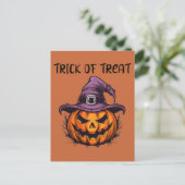 Pompoen heks pet, enge Halloween trick or treat Briefkaart (Staand voorkant)