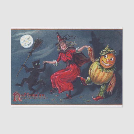  pompoen heks zwart kattepartijweefsel tissuepapier (Voorkant)