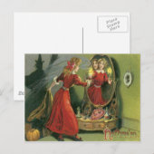 Pompoen Heks Zwarte Kat Geest Briefkaart (Voorkant / Achterkant)
