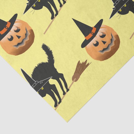 pompoen heks, zwarte kat heks halloween tissuepapier (Detail)